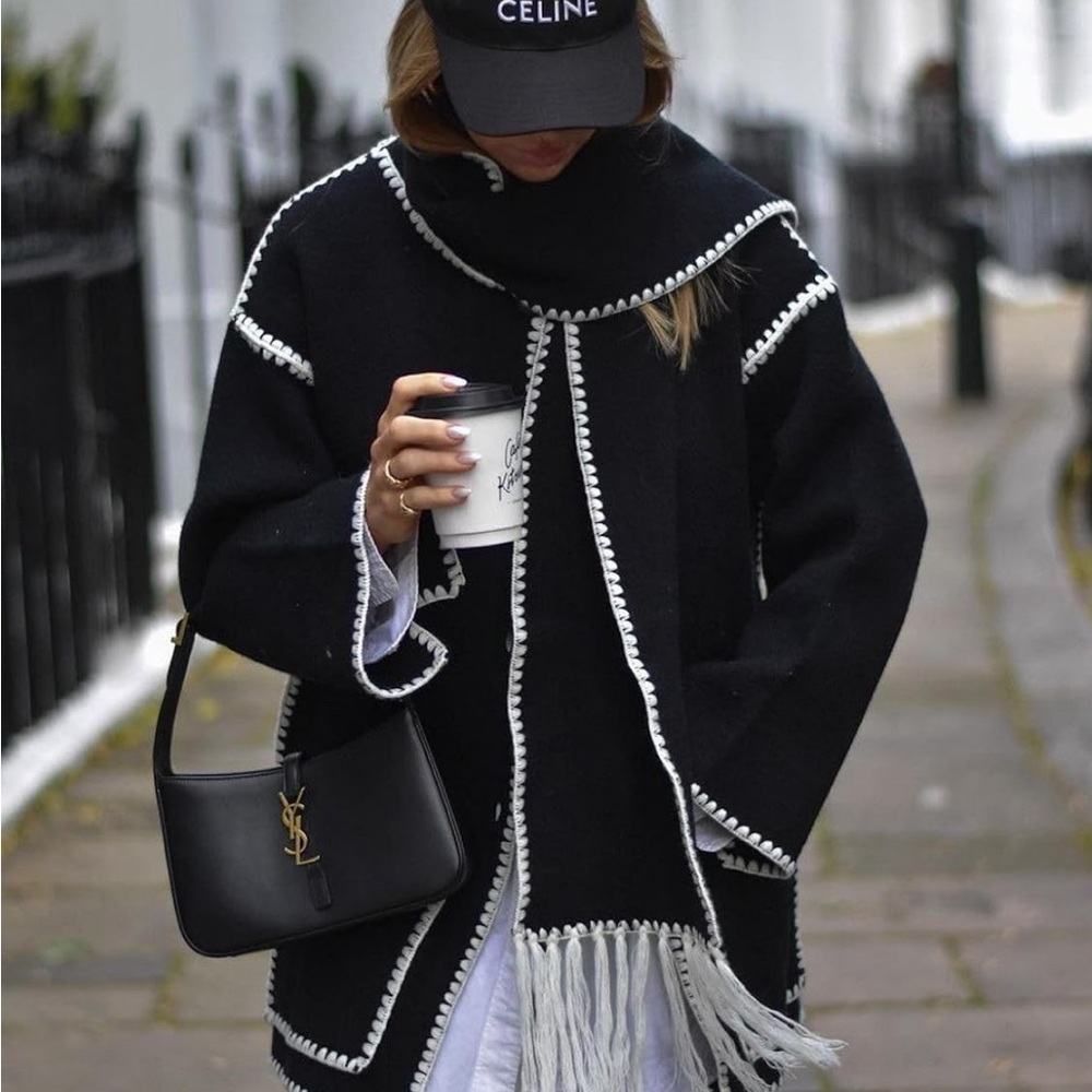 Removable Scarf Collarless Wool Jacket Business C… - image 8